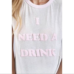 Wildfox I Need A Drink Ringer Tee Shirt, Size M